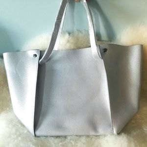 Neiman Marcus Silver Spacious Tote Handbag